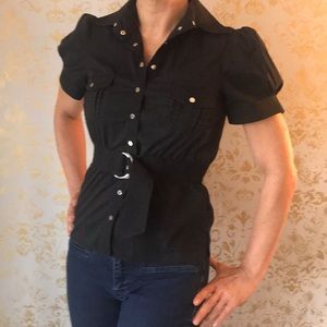 Bebe black belted Top size small